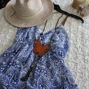 Ocean Drive Blue & White Babydoll Mini Sundress